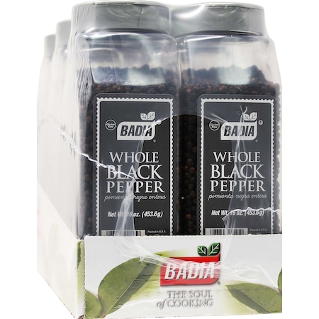 Badia Badia Pepper Black Whole 16 oz. Bottle, PK6 90545
